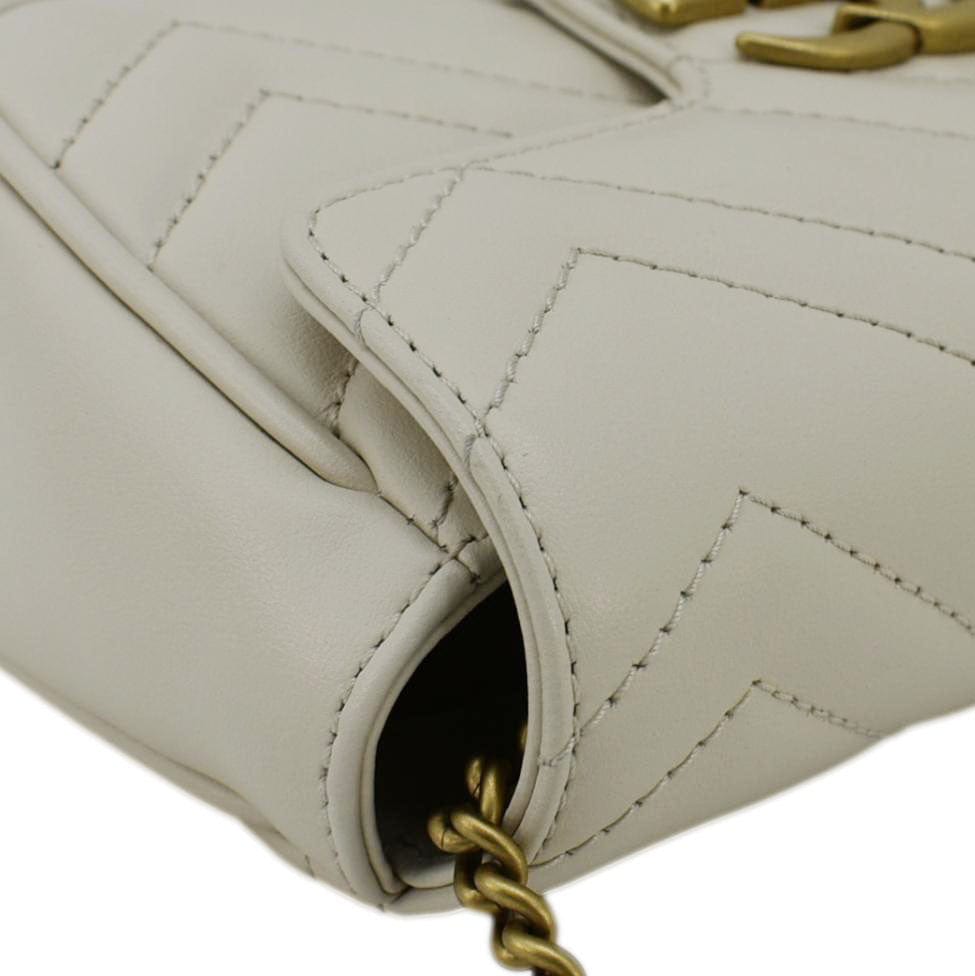 GUCCI Gucci Marmont Super Mini  Matelasse Leather Crossbody Bag White 476433