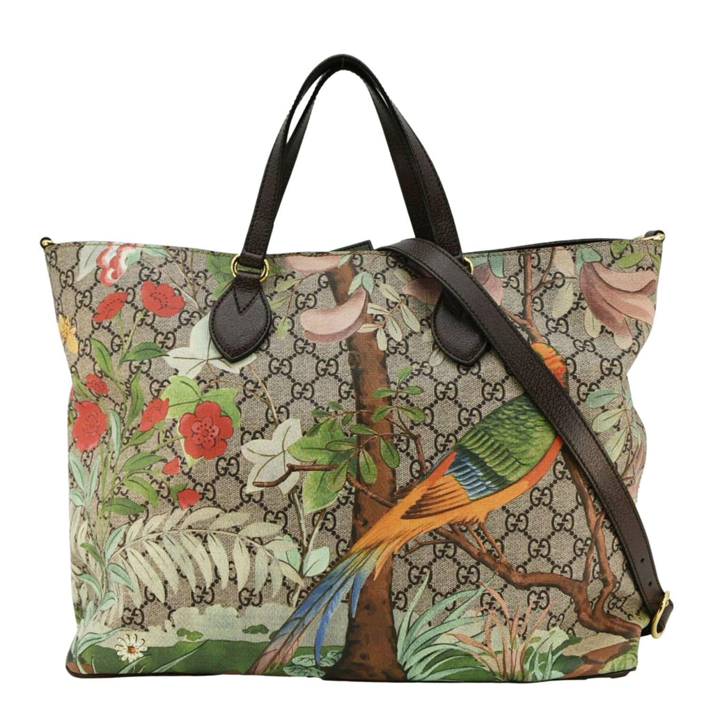 GUCCI Tian Print Gucci Supreme Canvas Tote Shoulder Bag Beige 453705