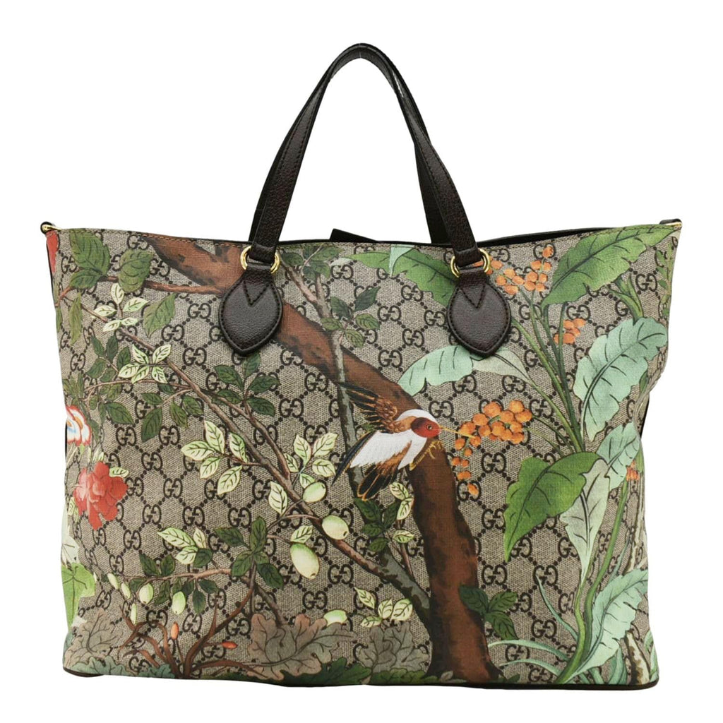 GUCCI Tian Print Gucci Supreme Canvas Tote Shoulder Bag Beige 453705