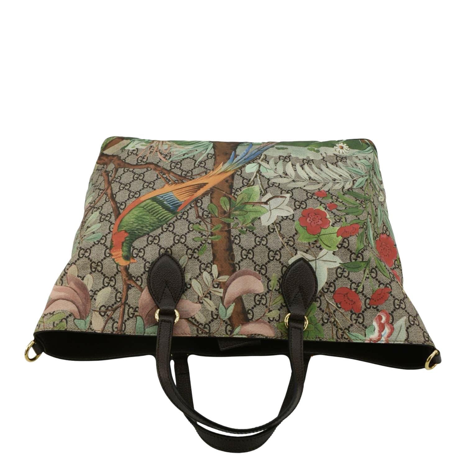GUCCI Tian Print Gucci Supreme Canvas Tote Shoulder Bag Beige 453705