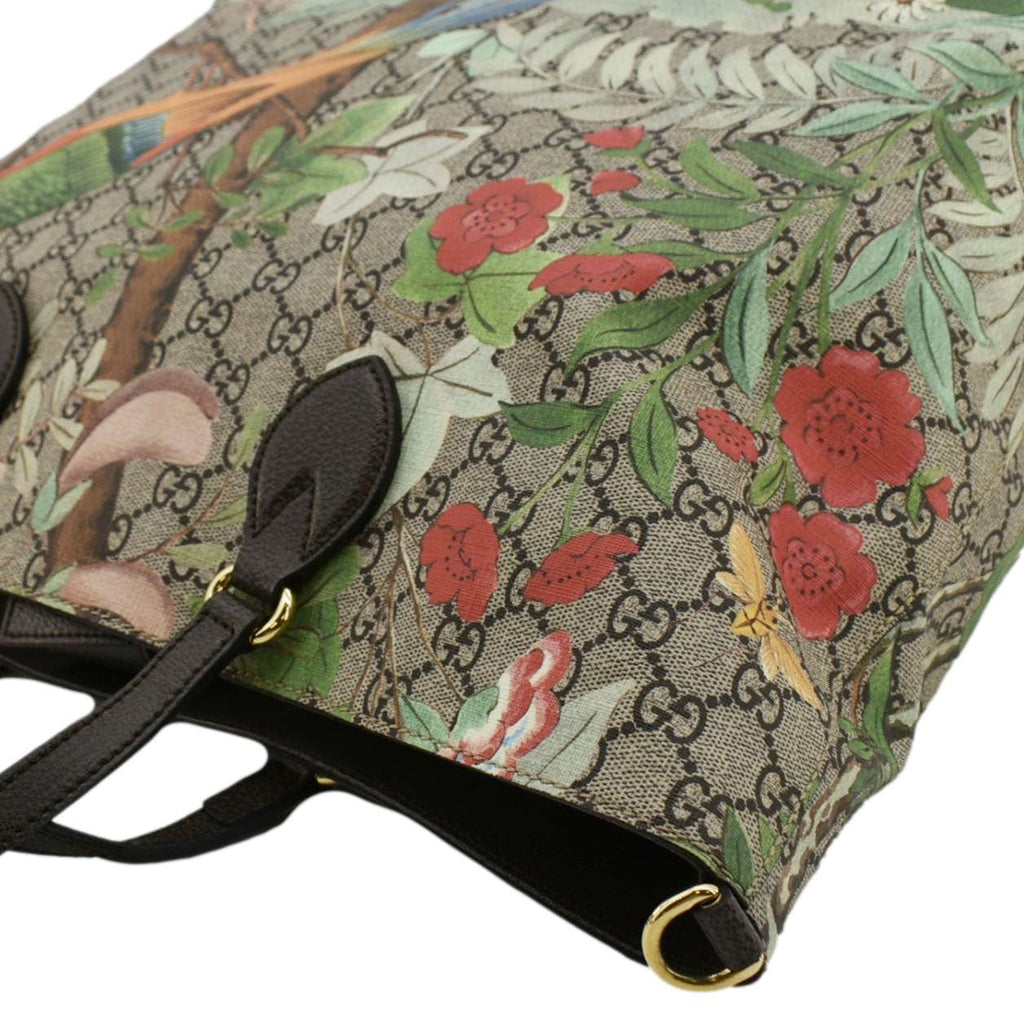 GUCCI Tian Print Gucci Supreme Canvas Tote Shoulder Bag Beige 453705