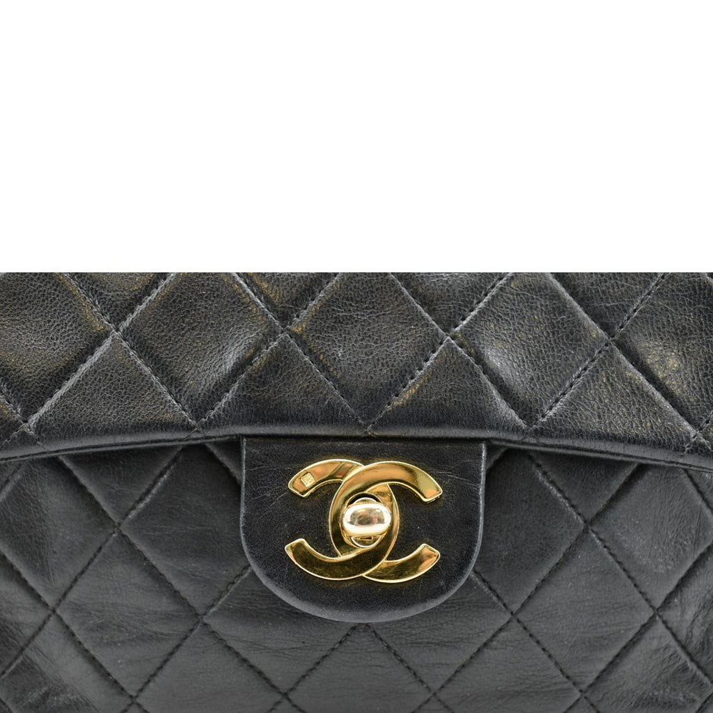 Chanel Classic Flap  Mini Square Lambskin Leather Crossbody Bag Black