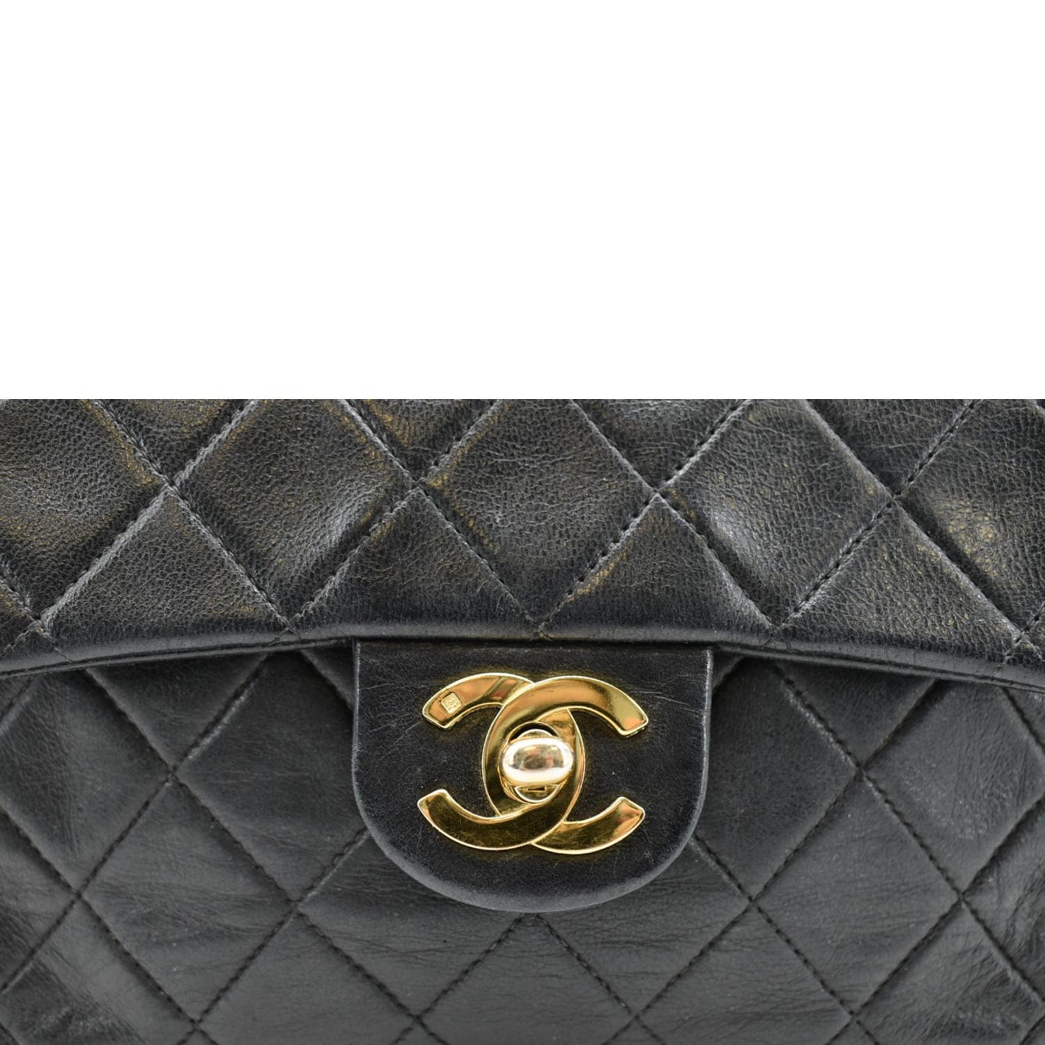 Chanel Classic Flap  Mini Square Lambskin Leather Crossbody Bag Black