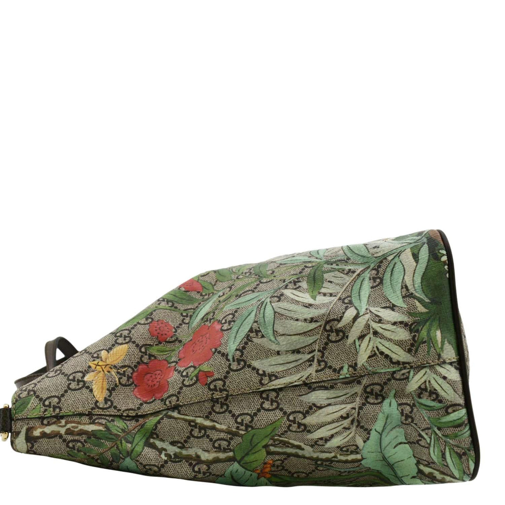 GUCCI Tian Print Gucci Supreme Canvas Tote Shoulder Bag Beige 453705