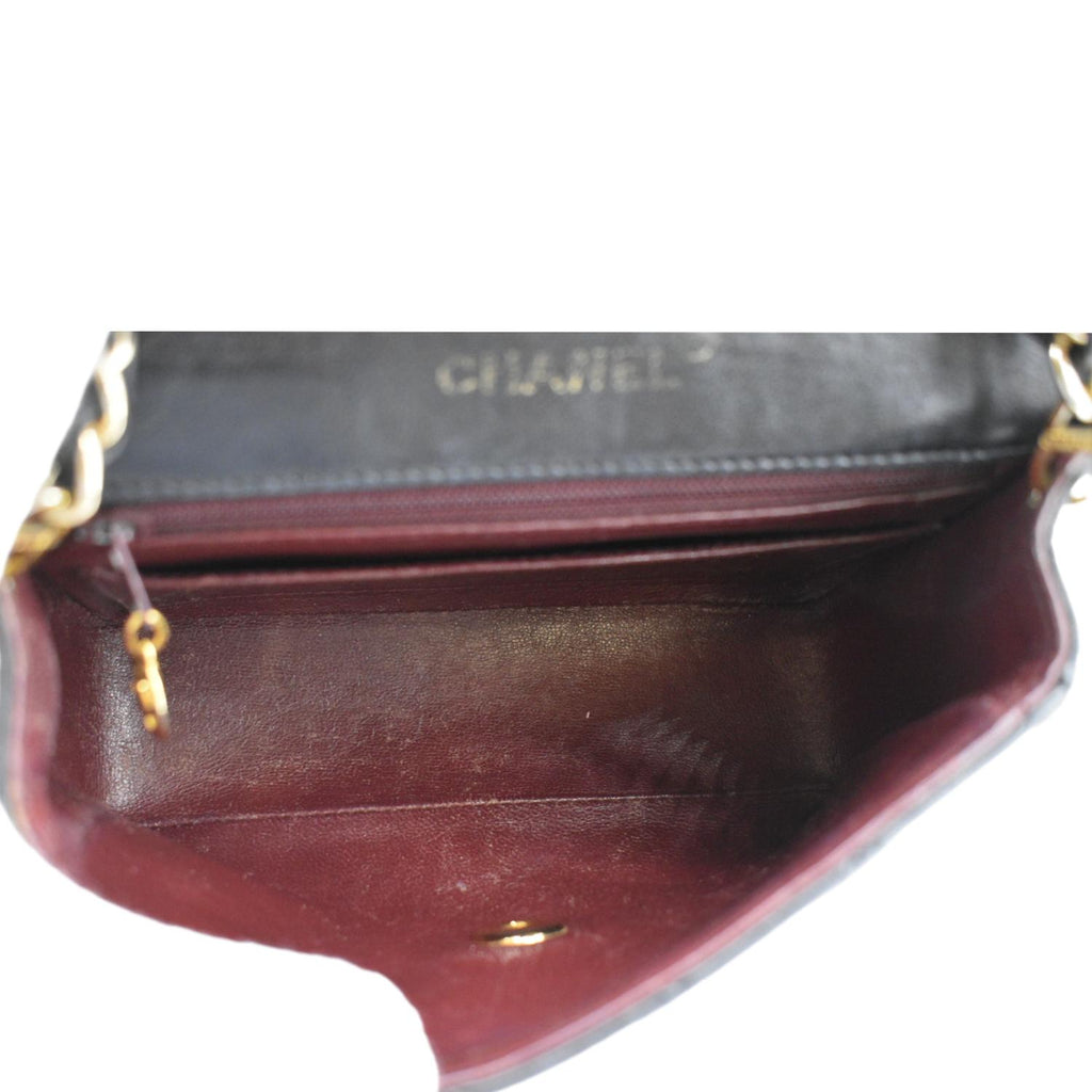 Chanel Classic Flap  Mini Square Lambskin Leather Crossbody Bag Black