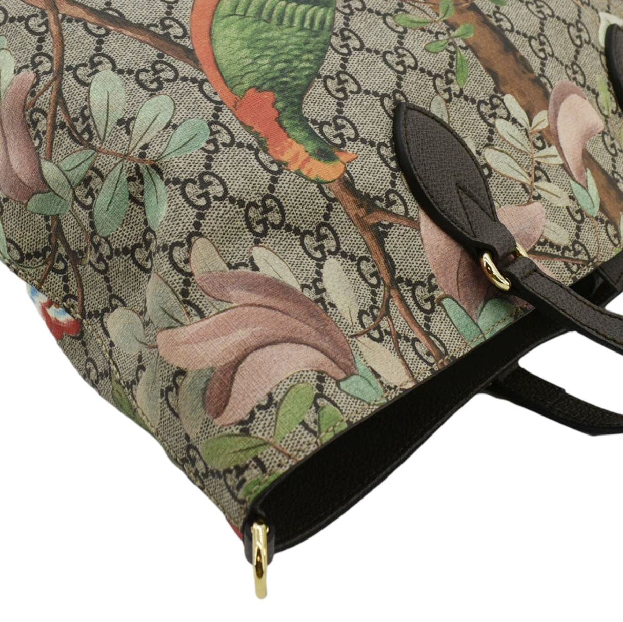 GUCCI Tian Print Gucci Supreme Canvas Tote Shoulder Bag Beige 453705