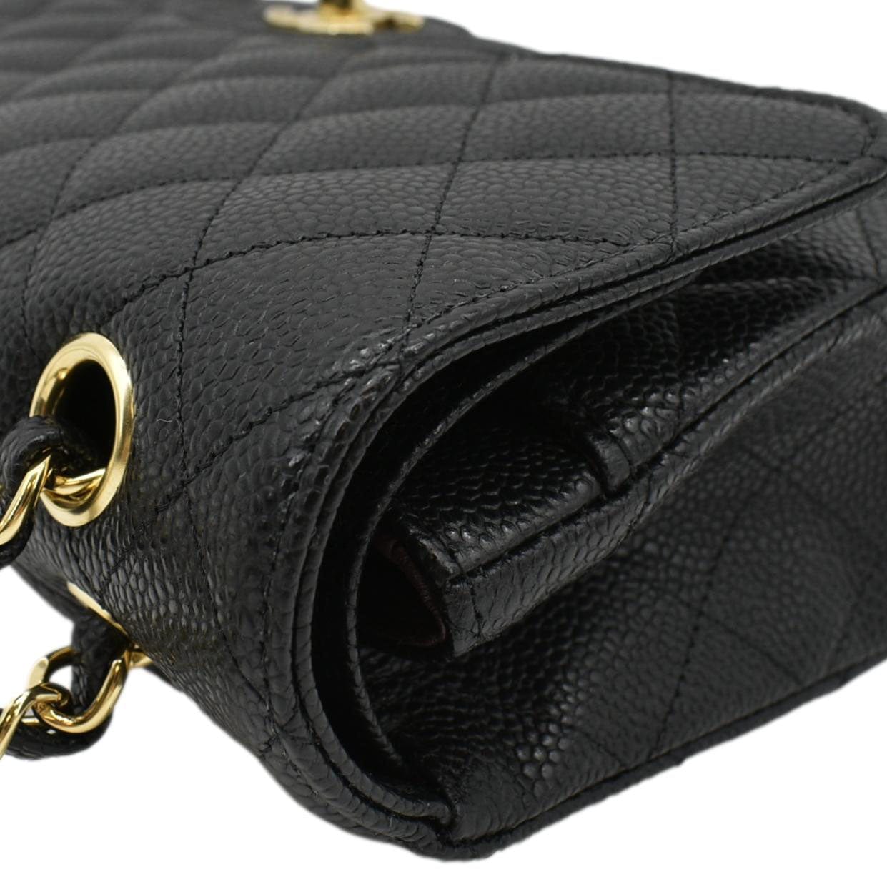 Chanel Classic Medium Flap Quilted Caviar Leather Shoulder Bag Black