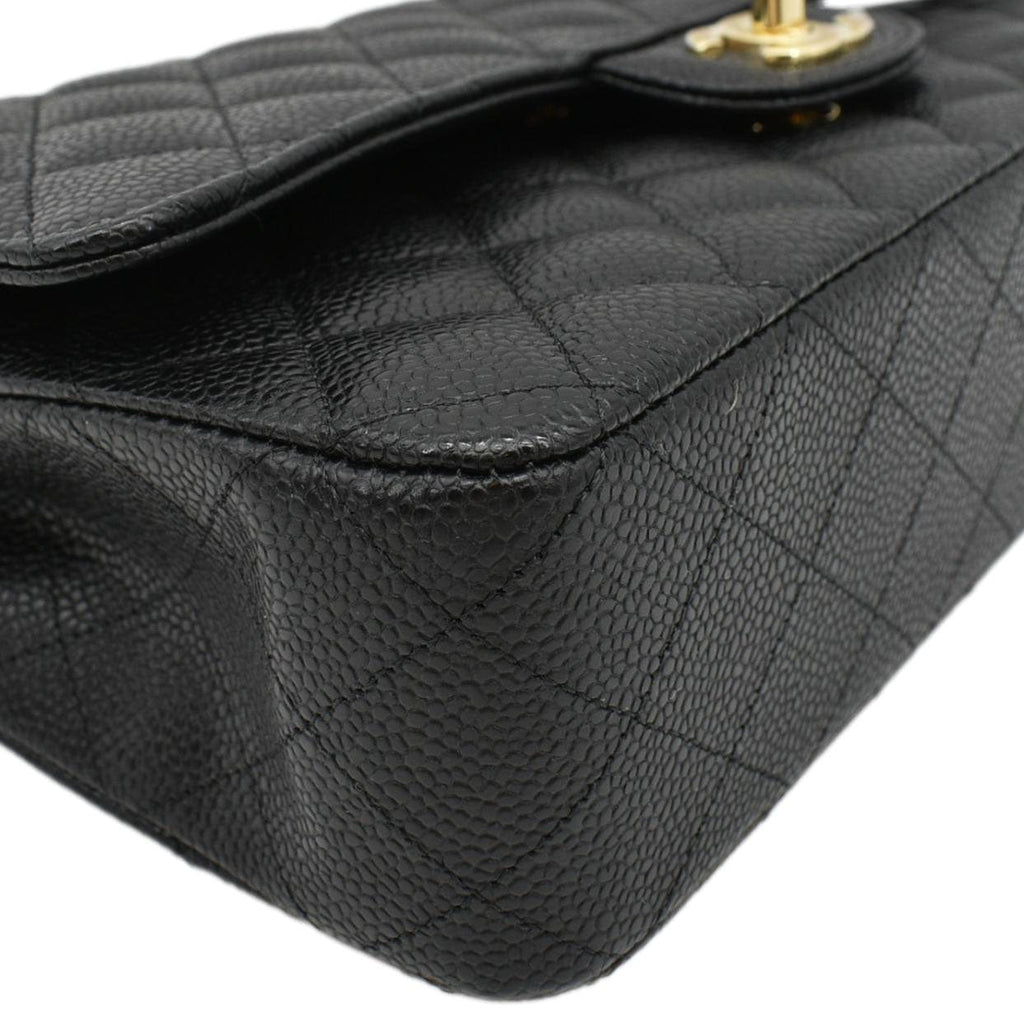 Chanel Classic Medium Flap Quilted Caviar Leather Shoulder Bag Black