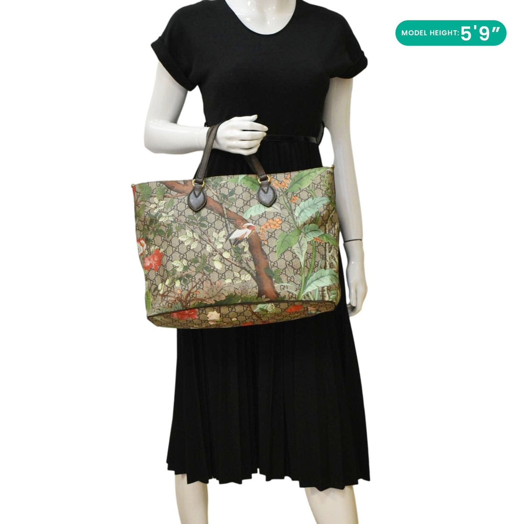 GUCCI Tian Print Gucci Supreme Canvas Tote Shoulder Bag Beige 453705