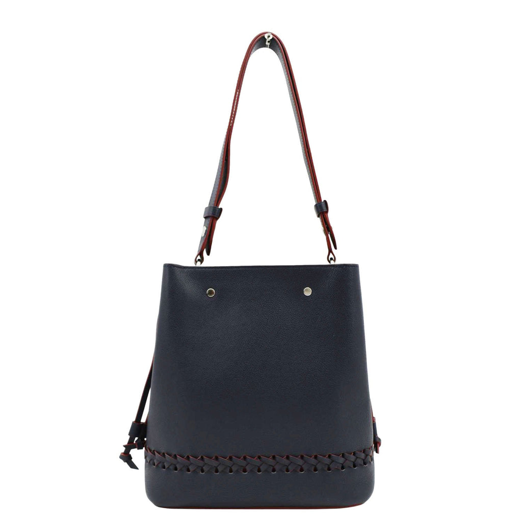 LOUIS VUITTON Lockme Braided  Leather Shoulder Bucket Bag Navy