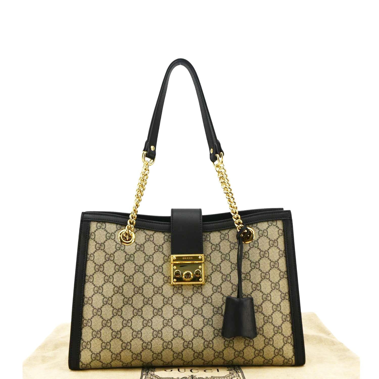 GUCCI Padlock Medium Gucci Supreme Canvas Shoulder Bag Beige 479197