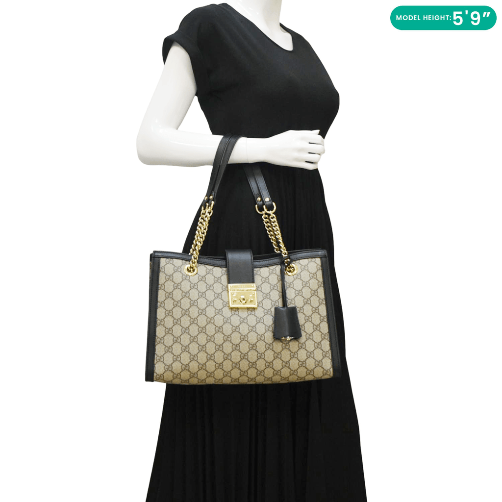 GUCCI Padlock Medium Gucci Supreme Canvas Shoulder Bag Beige 479197