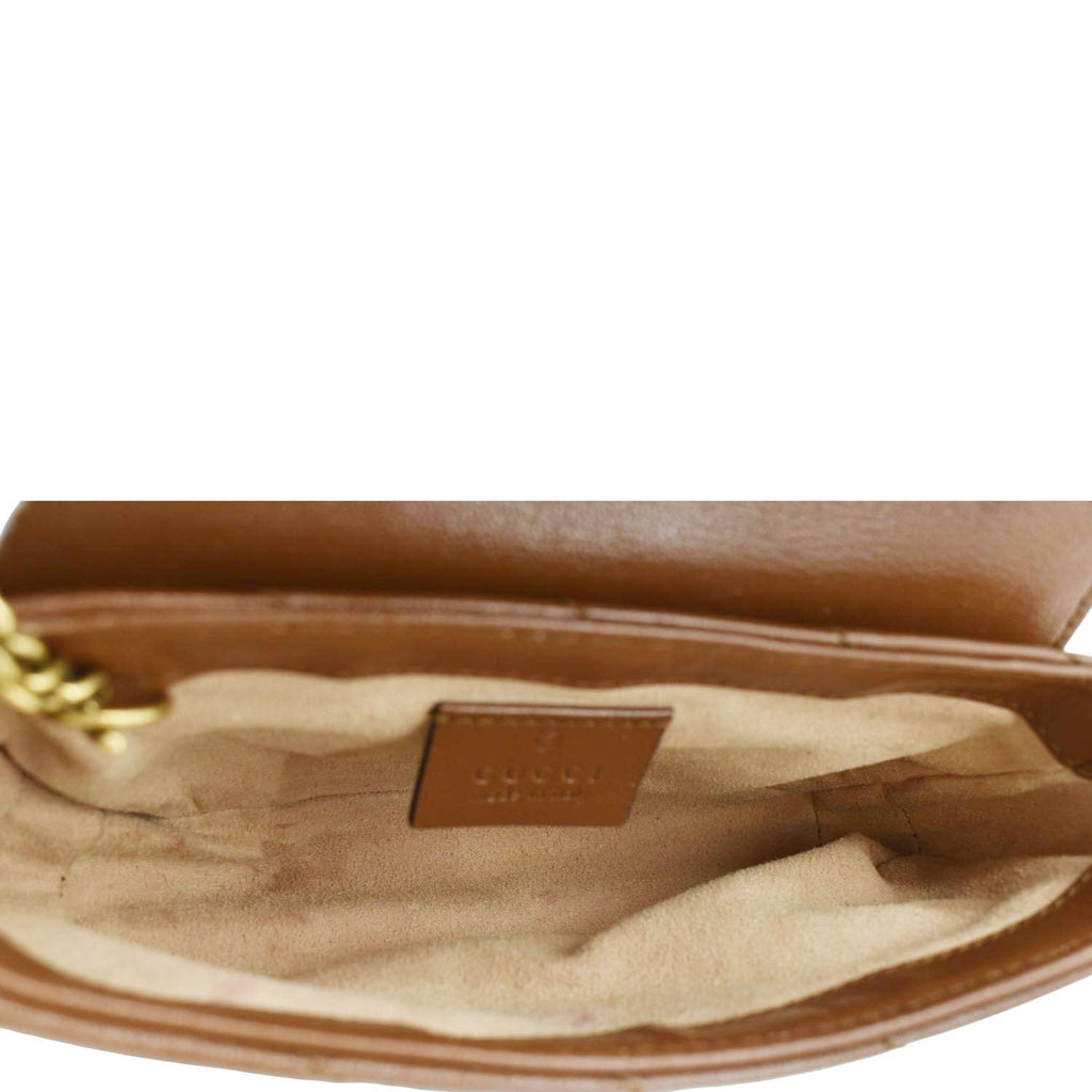 GUCCI Gucci Marmont Super Mini Matelasse Leather Shoulder Bag Brown 476433