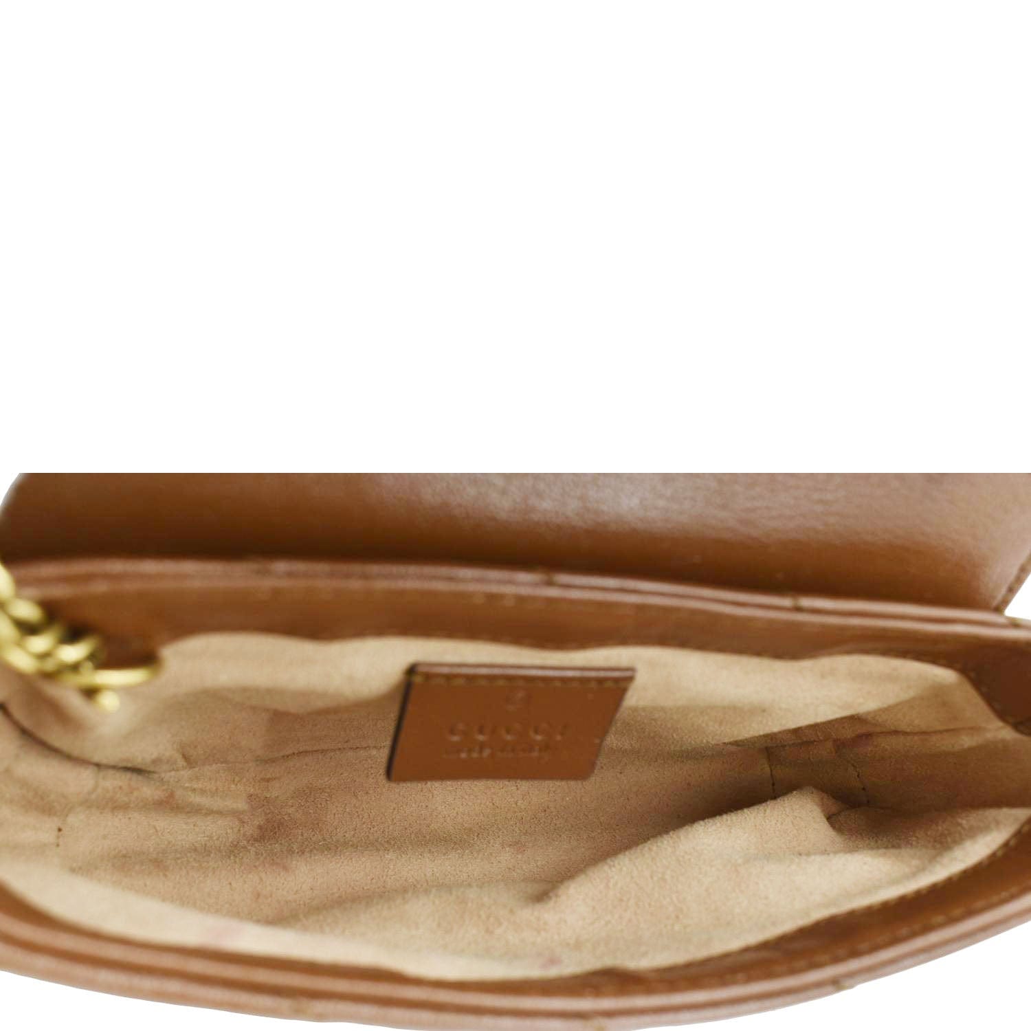 GUCCI Gucci Marmont Super Mini Matelasse Leather Shoulder Bag Brown 476433