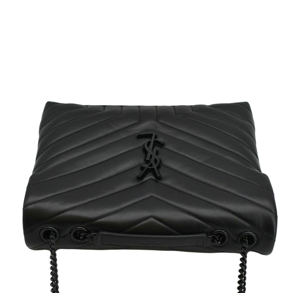 YVES SAINT LAURENT Loulou Medium Quilted Leather Crossbody Bag Black