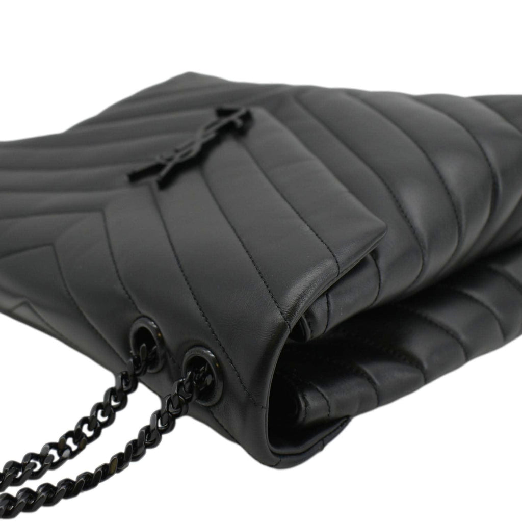 YVES SAINT LAURENT Loulou Medium Quilted Leather Crossbody Bag Black