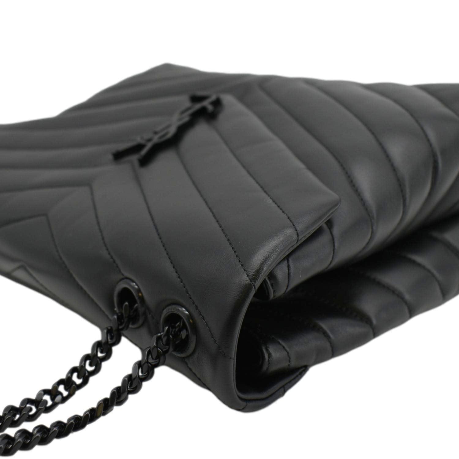 YVES SAINT LAURENT Loulou Medium Quilted Leather Crossbody Bag Black