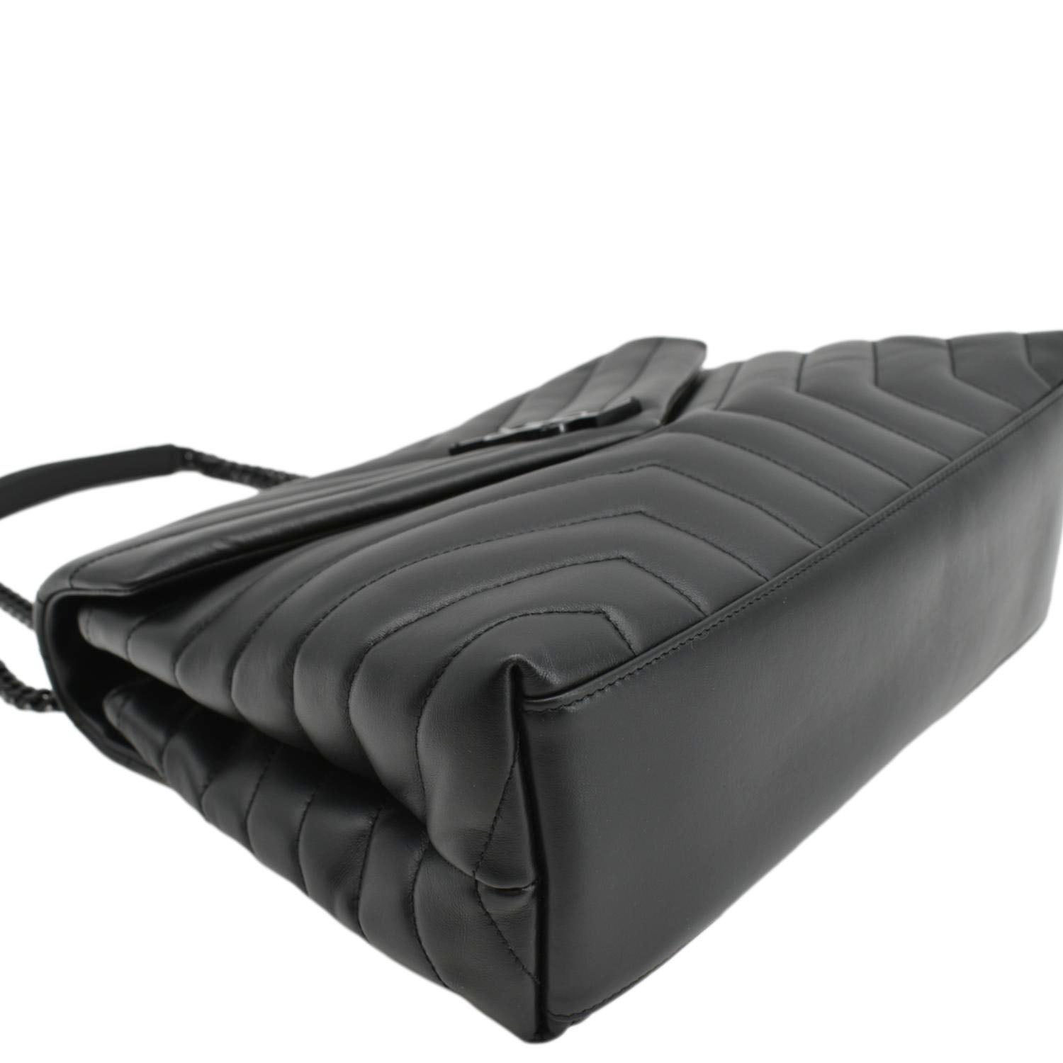 YVES SAINT LAURENT Loulou Medium Quilted Leather Crossbody Bag Black