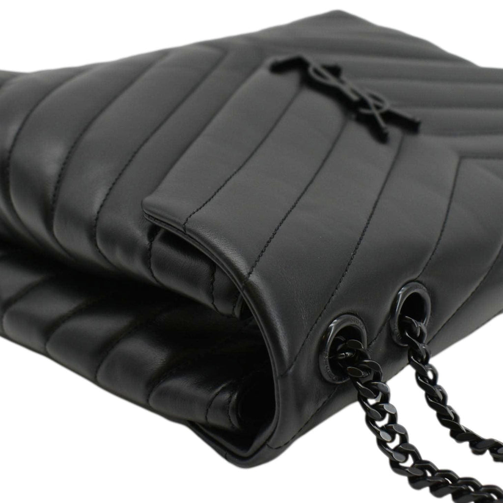YVES SAINT LAURENT Loulou Medium Quilted Leather Crossbody Bag Black