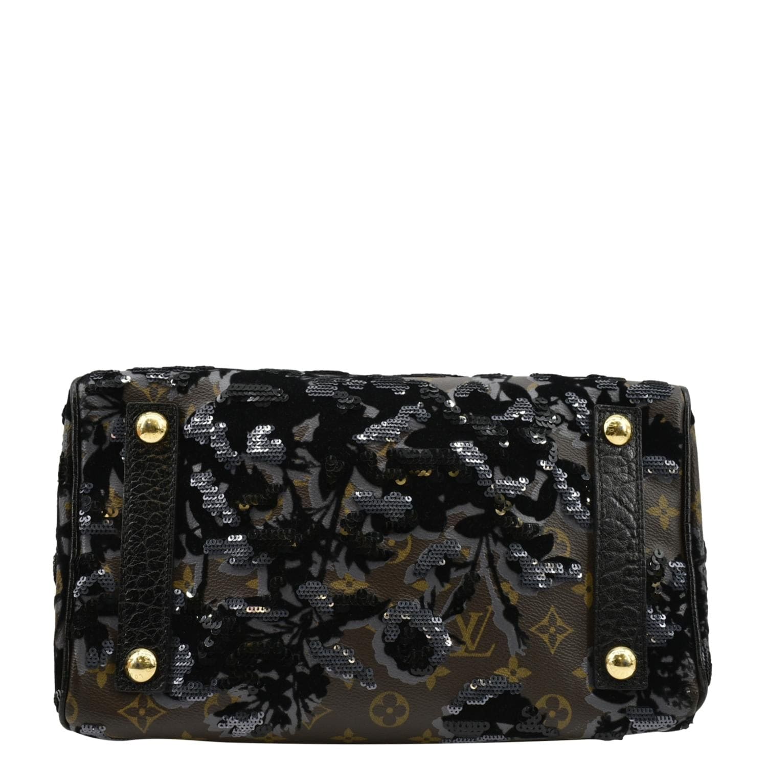 LOUIS VUITTON Speedy 30 Fleur De Jais Monogram Sequins Satchel Bag Black