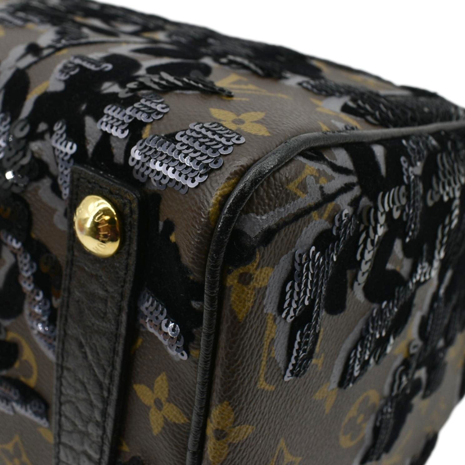 LOUIS VUITTON Speedy 30 Fleur De Jais Monogram Sequins Satchel Bag Black