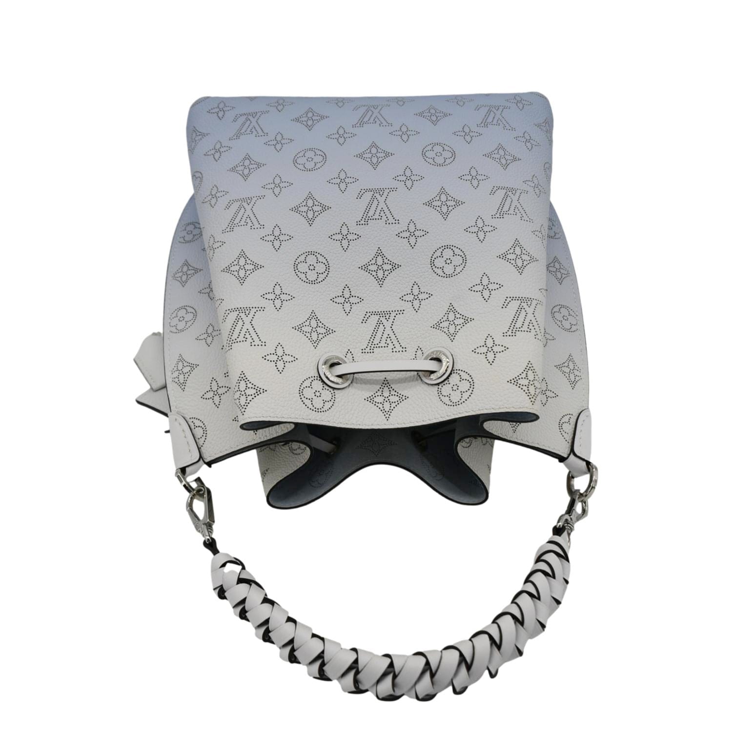 LOUIS VUITTON Muria Mahina Perforated Leather Shoulder Bag Light Blue