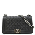 Chanel Boy Flap Medium Quilted Leather Shoulder Bag Black