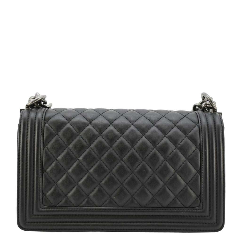 Chanel Boy Flap Medium Quilted Leather Shoulder Bag Black