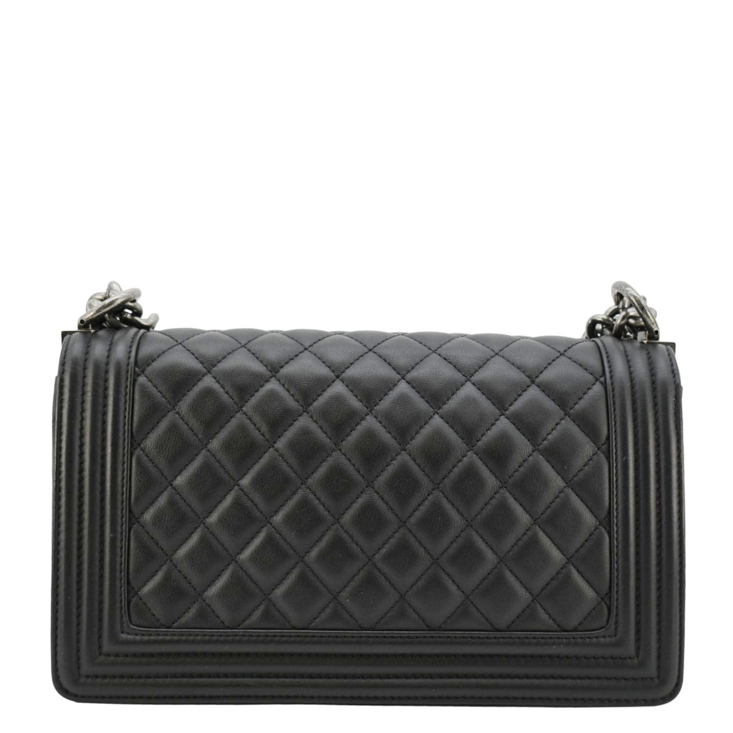 Chanel Boy Flap Medium Quilted Leather Shoulder Bag Black