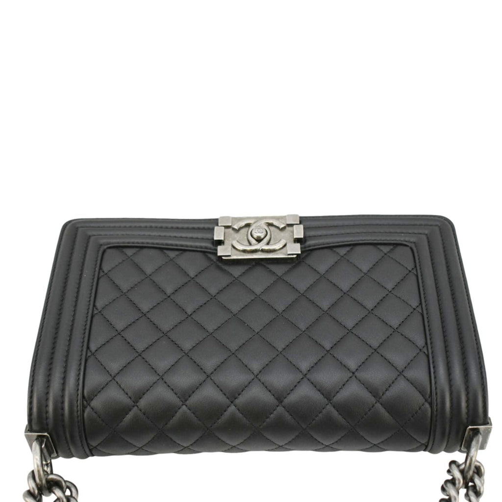 Chanel Boy Flap Medium Quilted Leather Shoulder Bag Black
