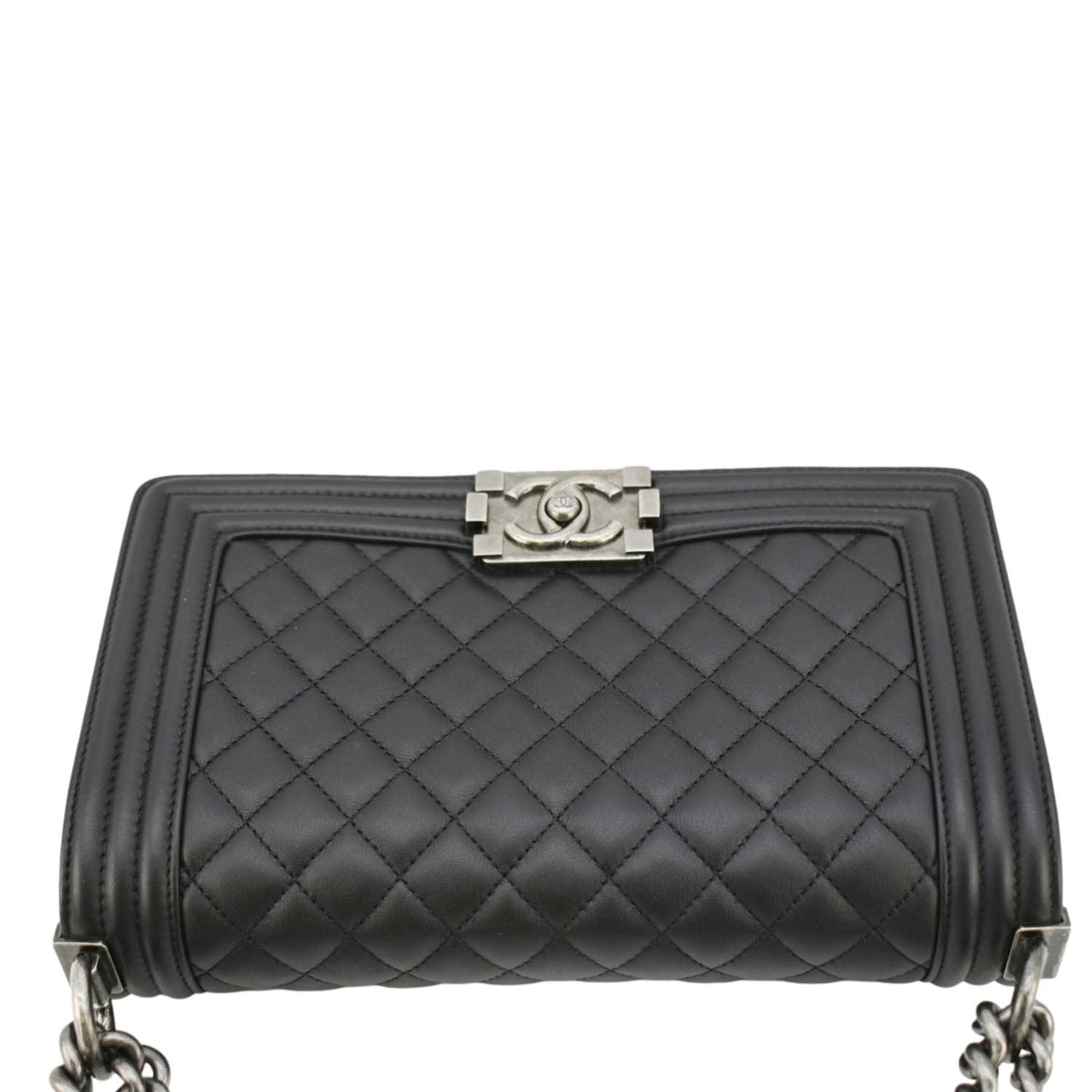 Chanel Boy Flap Medium Quilted Leather Shoulder Bag Black