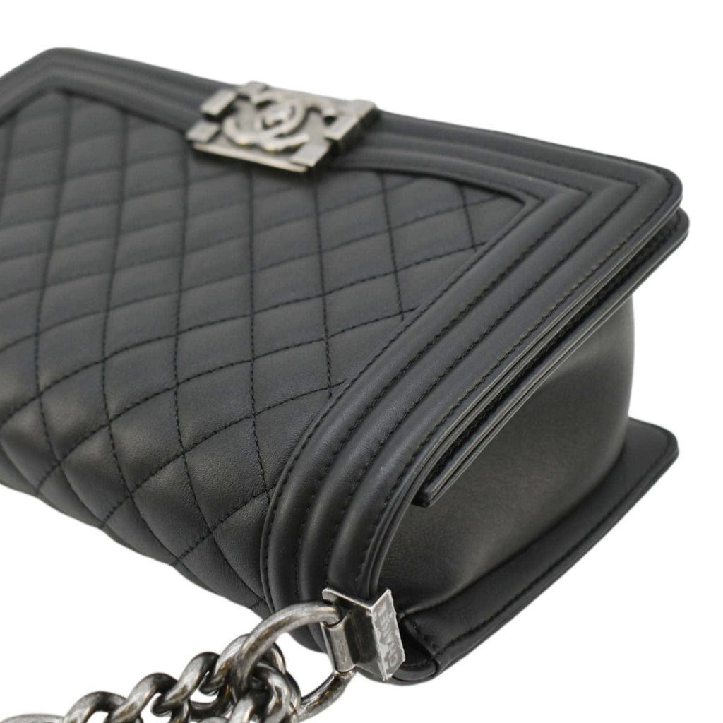 Chanel Boy Flap Medium Quilted Leather Shoulder Bag Black