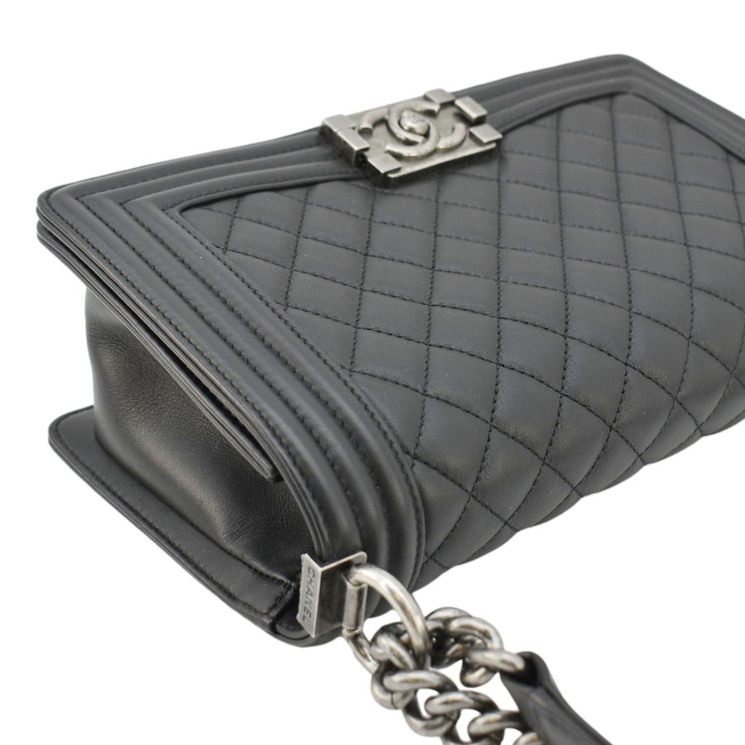 Chanel Boy Flap Medium Quilted Leather Shoulder Bag Black