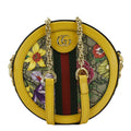 GUCCI Ophidia Mini Flora Gucci Round Supreme Monogram Web Crossbody Bag Yellow 550618