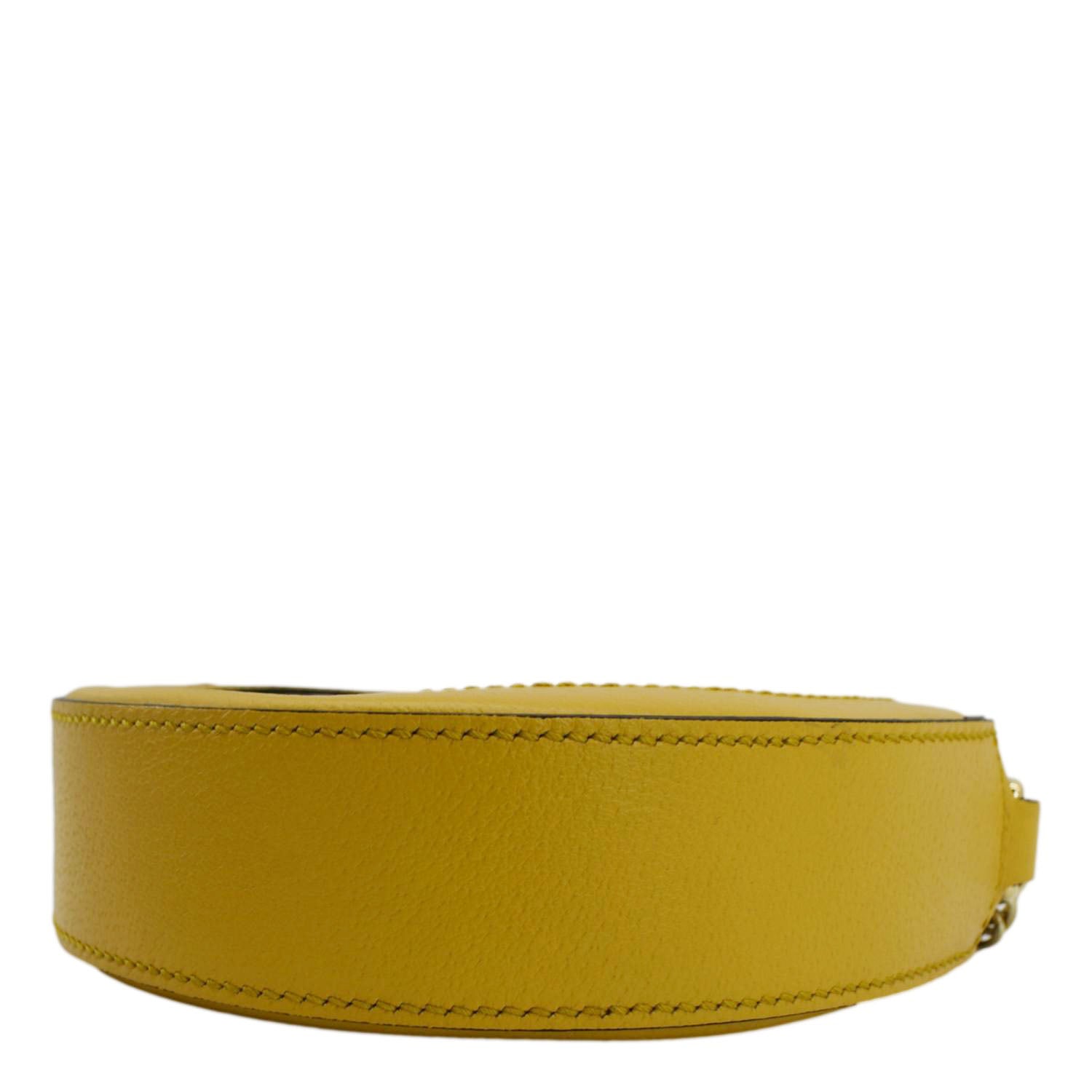 GUCCI Ophidia Mini Flora Gucci Round Supreme Monogram Web Crossbody Bag Yellow 550618