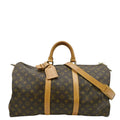 LOUIS VUITTON Keepall 50 Bandouliere Monogram Canvas Travel Bag Brown