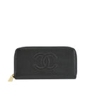 Chanel CC Timeless Large Caviar Leather Zip Around Wallet Black