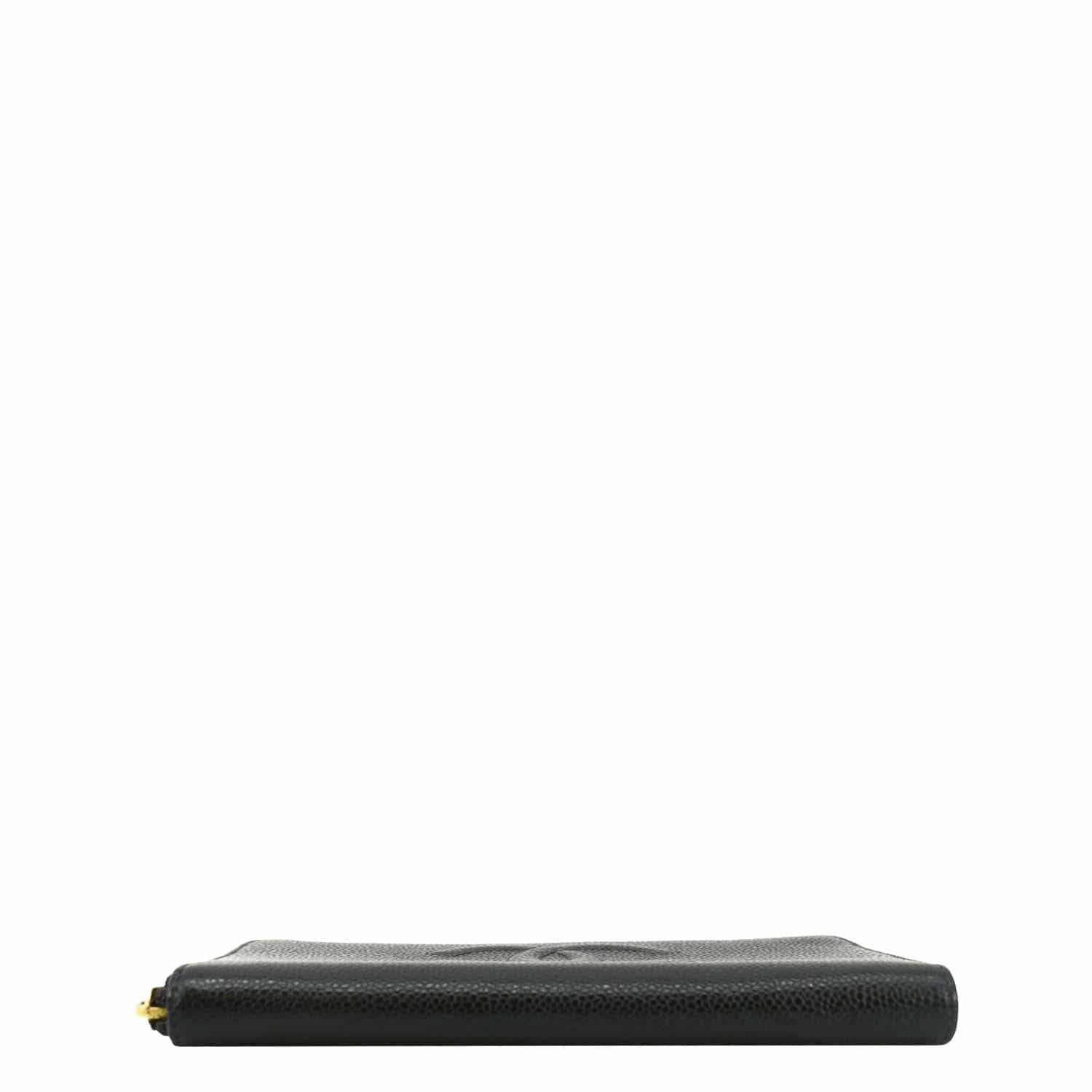 Chanel CC Timeless Large Caviar Leather Zip Around Wallet Black