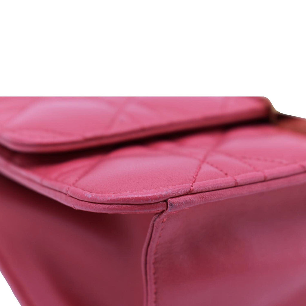 CHRISTIAN DIOR Miss Dior Promenade Cannage Quilted Leather Crossbody Bag Fuchsia