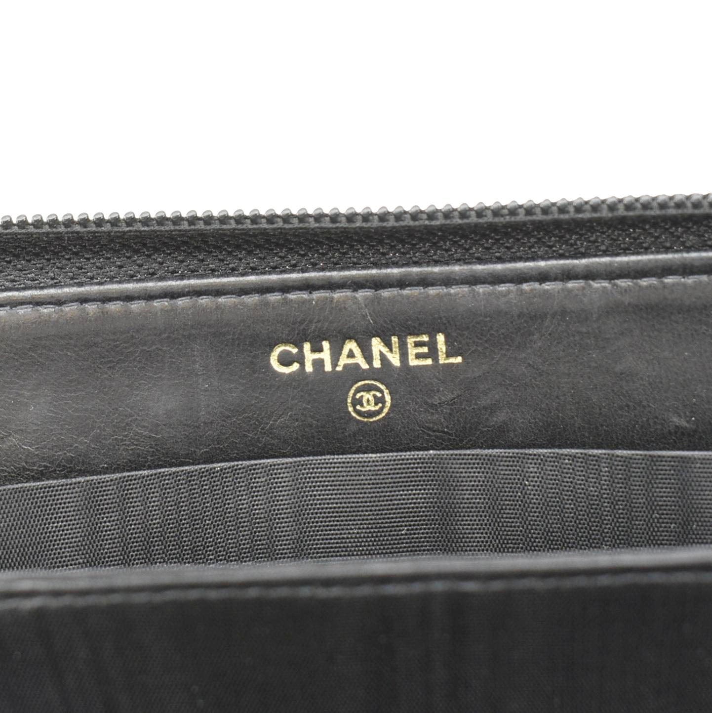 Chanel CC Timeless Large Caviar Leather Zip Around Wallet Black