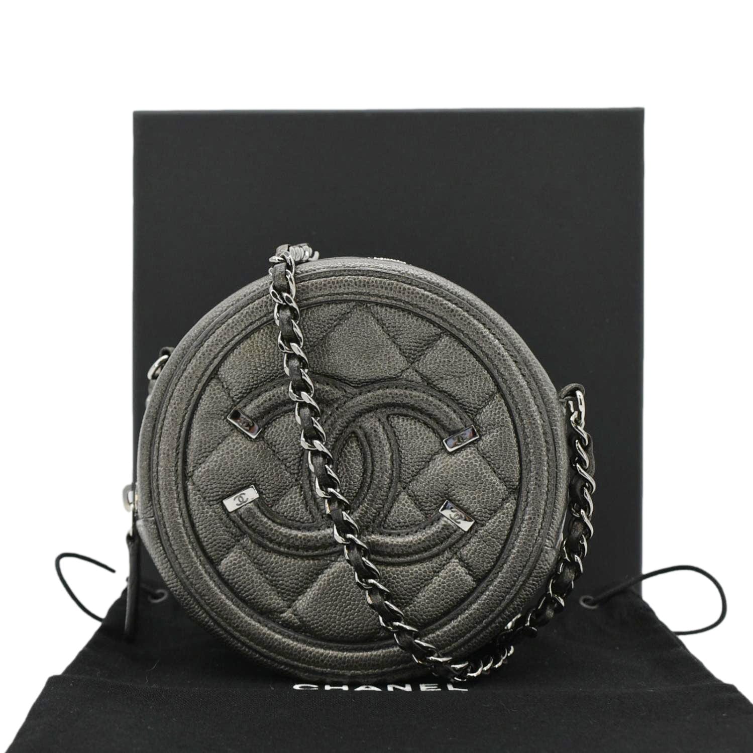 Chanel Round Filigree Caviar Quilted Leather Crossbody Bag Black