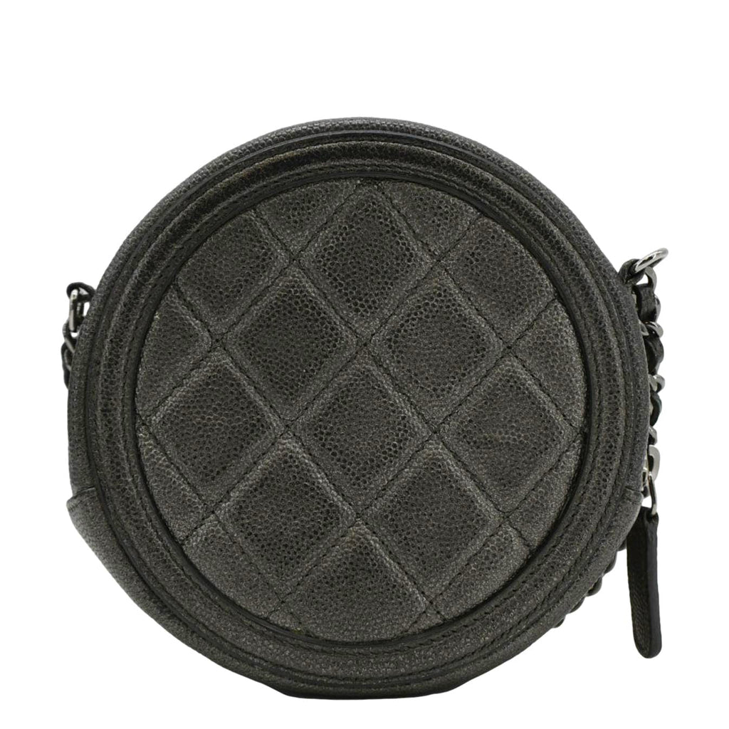 Chanel Round Filigree Caviar Quilted Leather Crossbody Bag Black