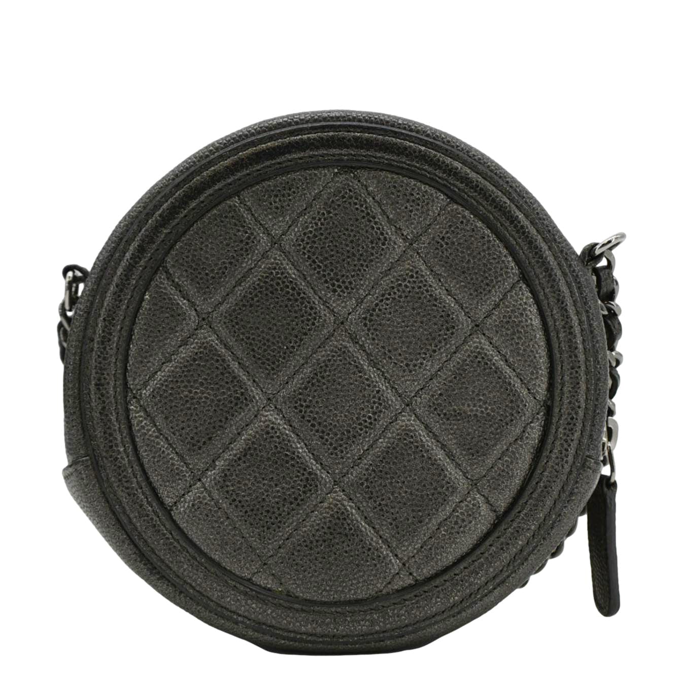 Chanel Round Filigree Caviar Quilted Leather Crossbody Bag Black