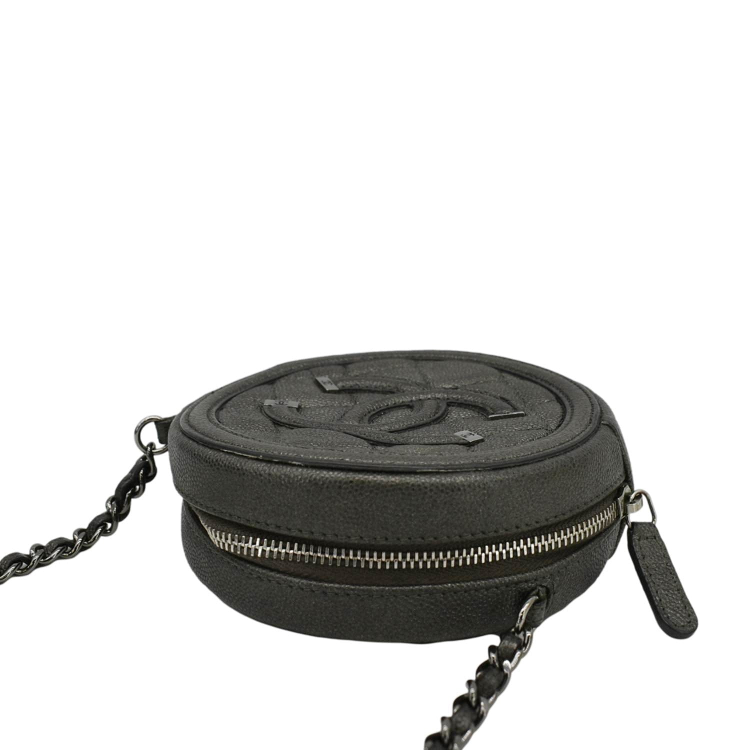 Chanel Round Filigree Caviar Quilted Leather Crossbody Bag Black