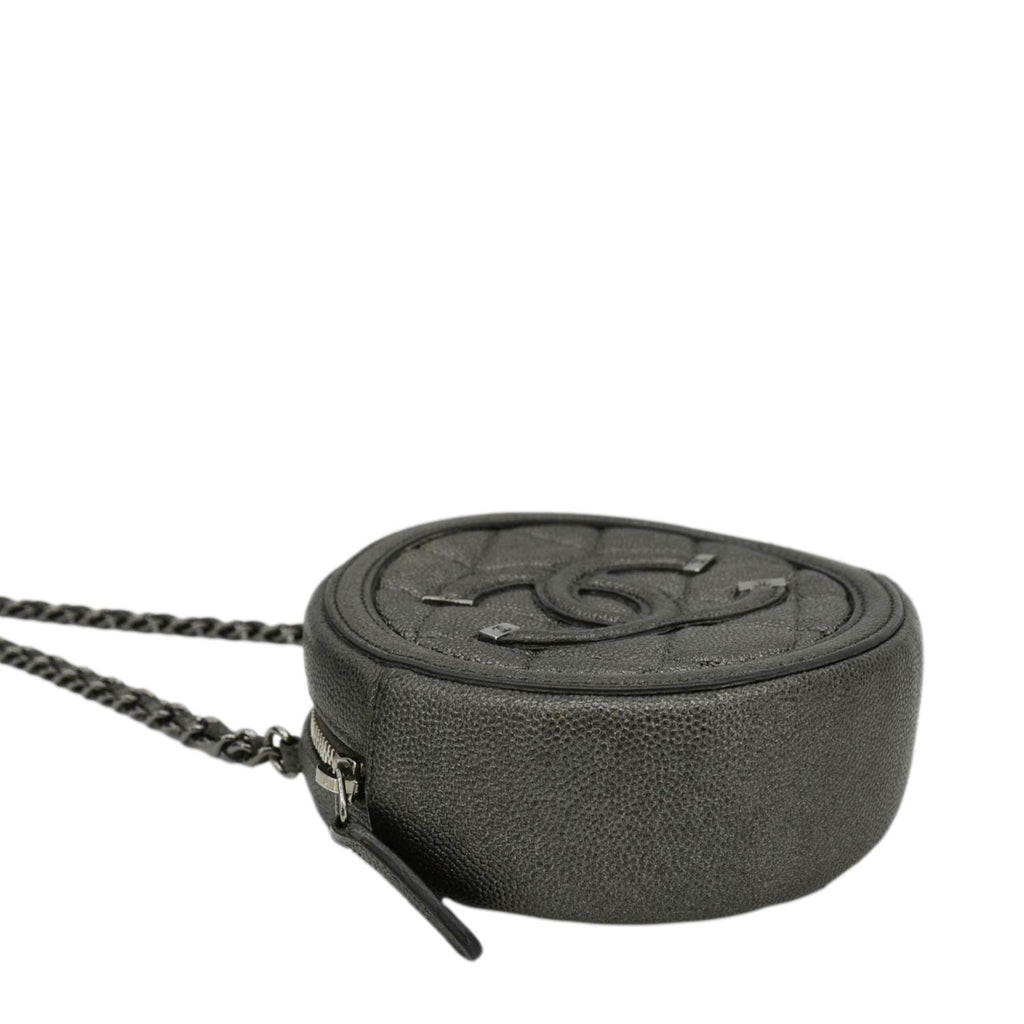 Chanel Round Filigree Caviar Quilted Leather Crossbody Bag Black