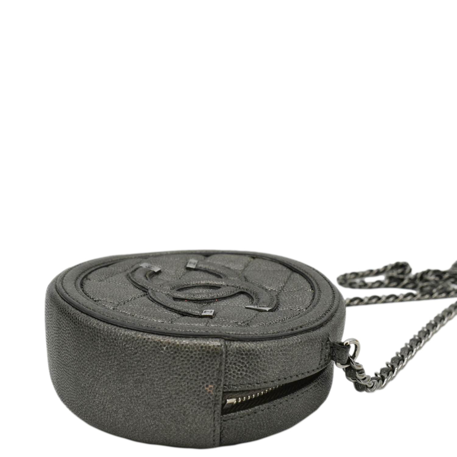 Chanel Round Filigree Caviar Quilted Leather Crossbody Bag Black