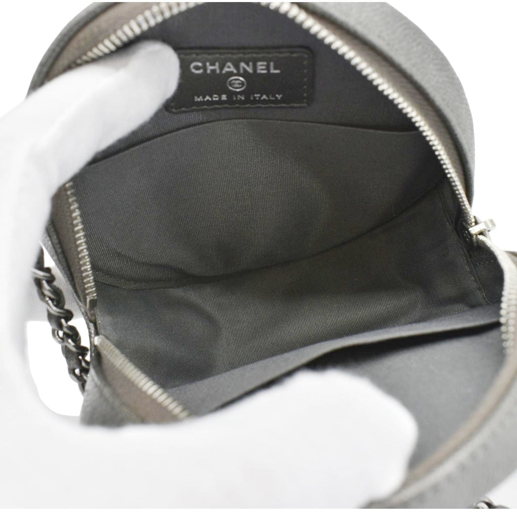 Chanel Round Filigree Caviar Quilted Leather Crossbody Bag Black