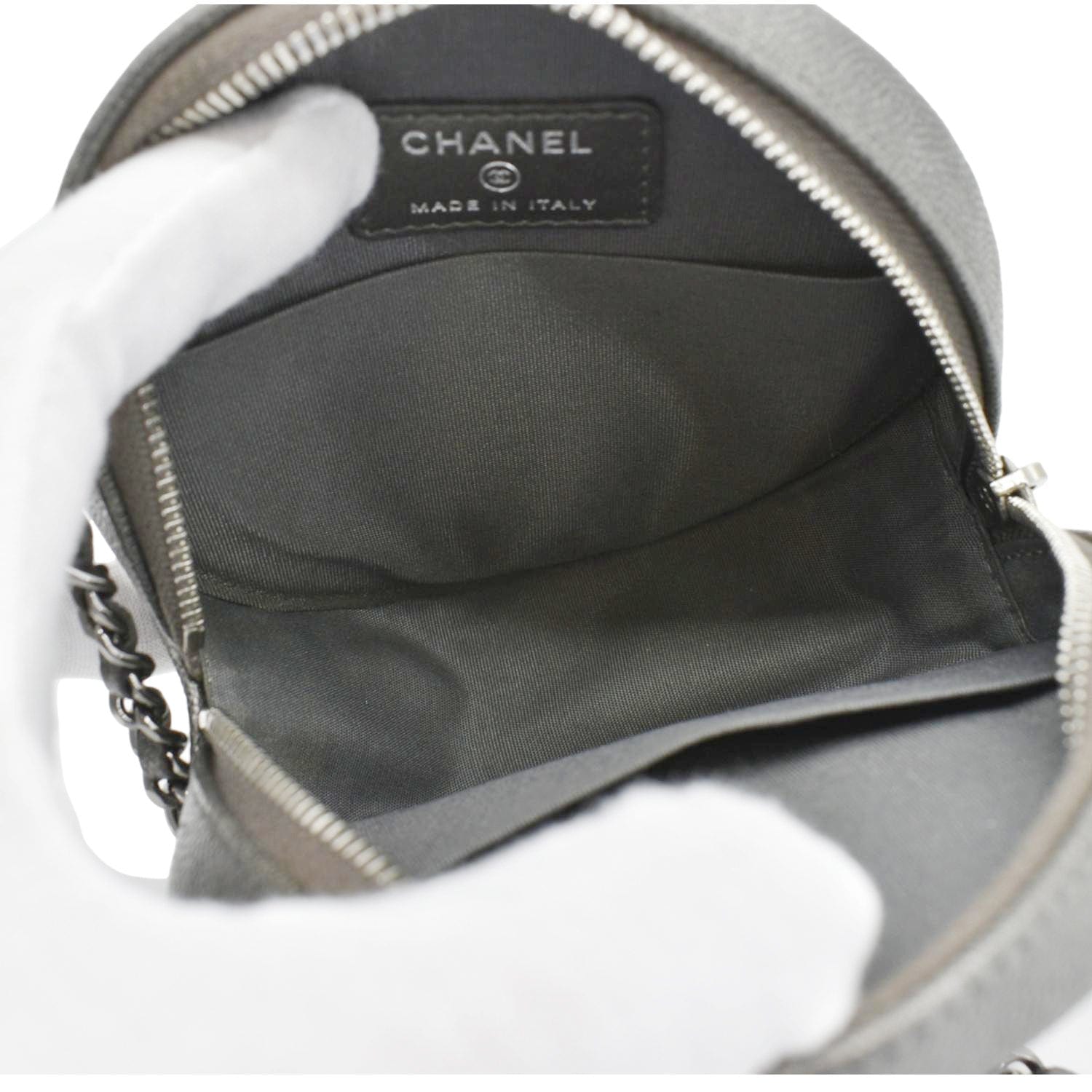 Chanel Round Filigree Caviar Quilted Leather Crossbody Bag Black
