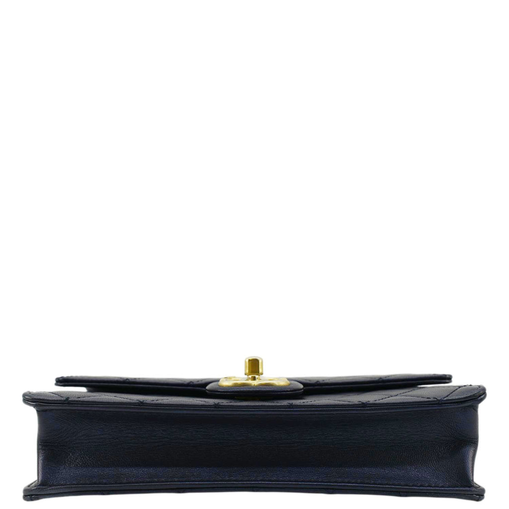 Chanel Chic Pearls Flap Small Quilted Leather Shoulder Bag Navy Blue