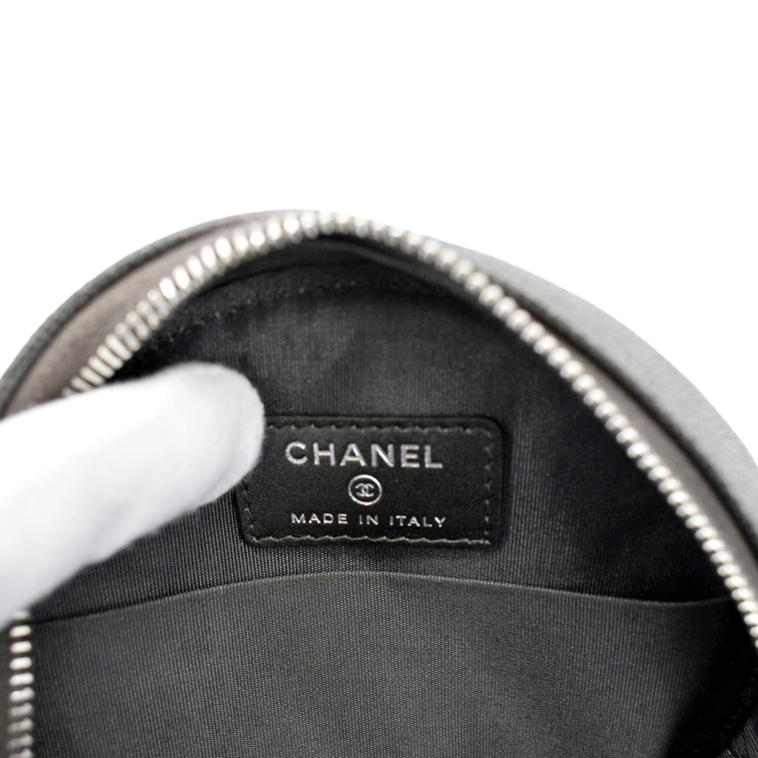 Chanel Round Filigree Caviar Quilted Leather Crossbody Bag Black